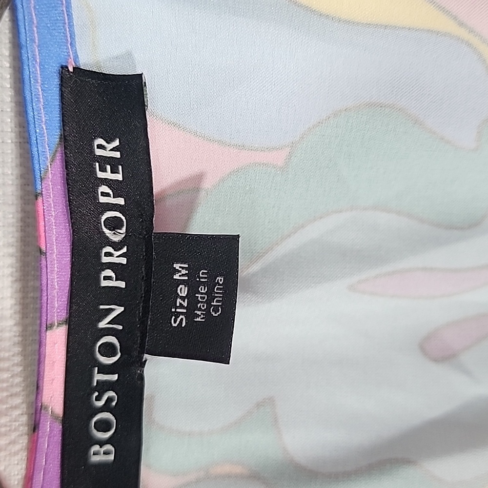 Boston Proper Abstract Sol Print V Neck Colorful Floral Maxi Dress. M - Picture 9 of 13
